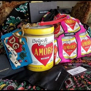 $1,695 DOLCE & GABBANA Leather AMORE Soup Can Heart Pop Art DG Millennials Bag